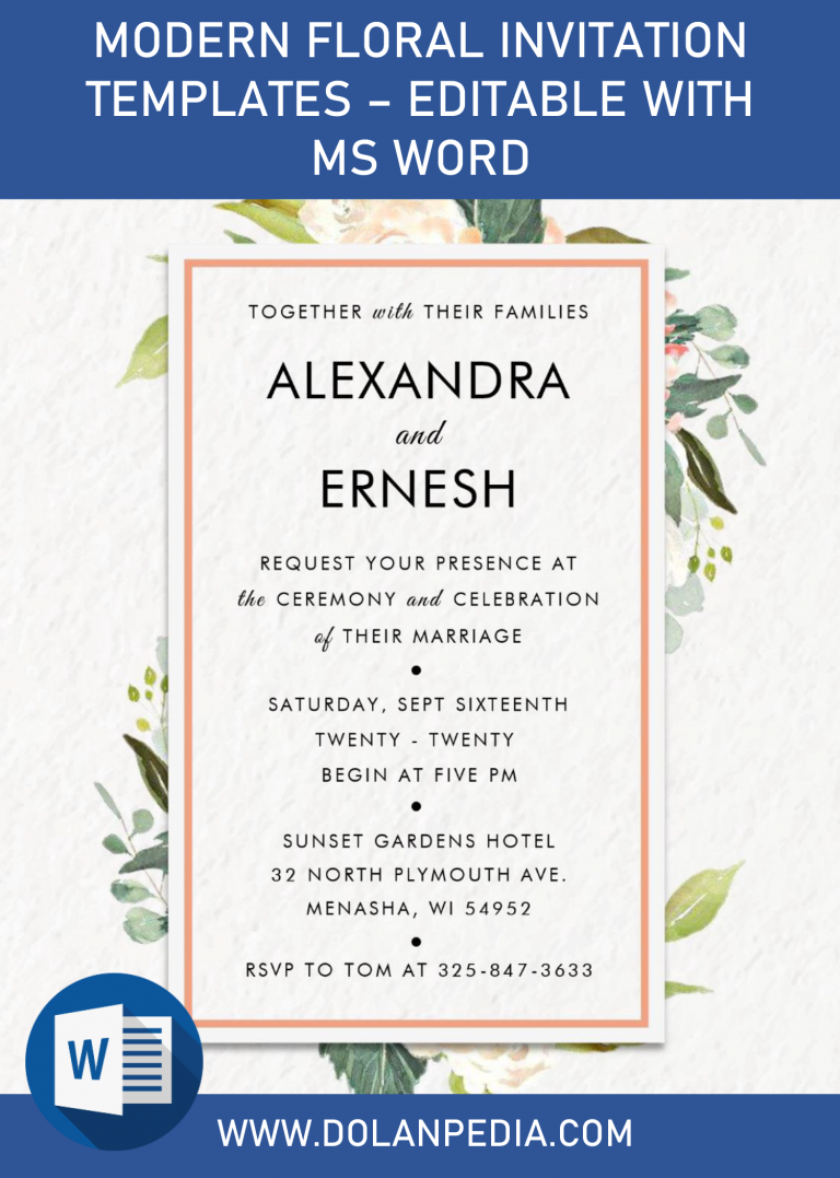 Modern Floral Invitation Templates – Editable With MS Word