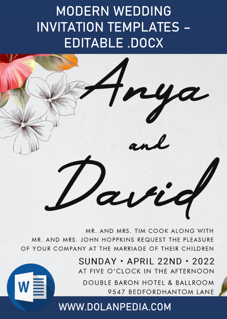 Modern Wedding Invitation Templates – Editable .Docx
