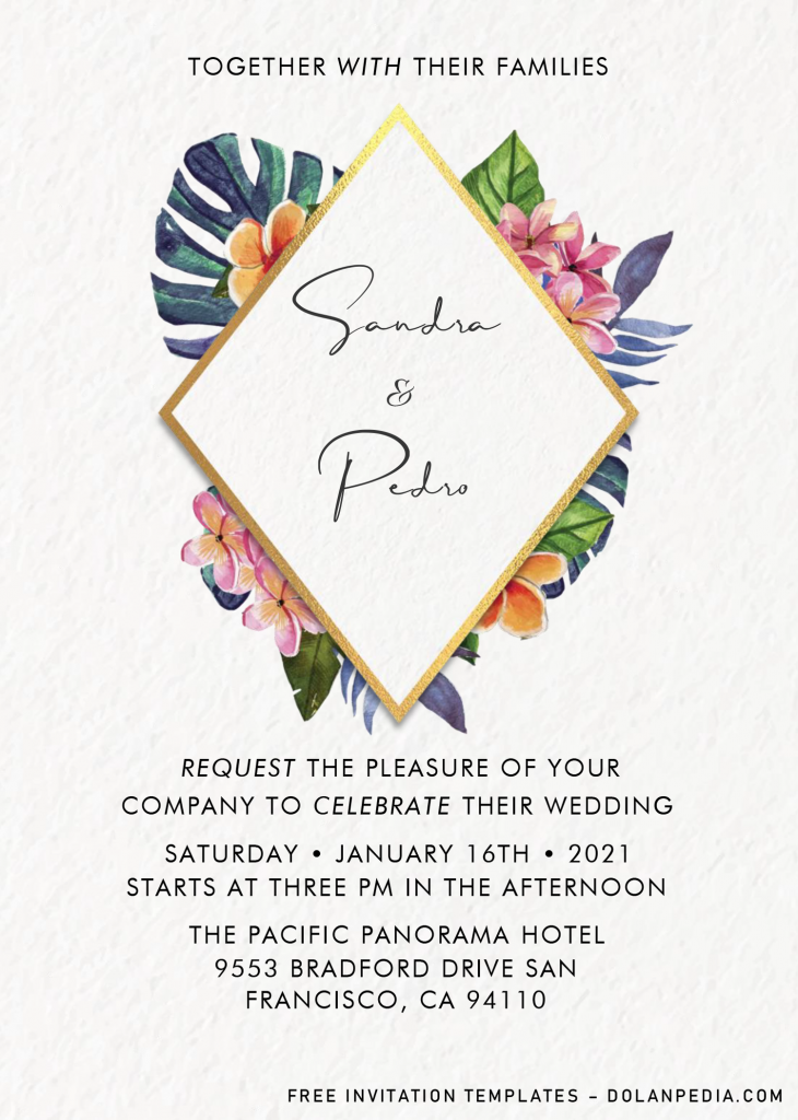 Classy Tropical Invitation Templates - Editable .Docx and has canvas background
