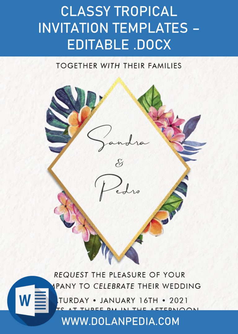 Classy Tropical Invitation Templates – Editable .Docx
