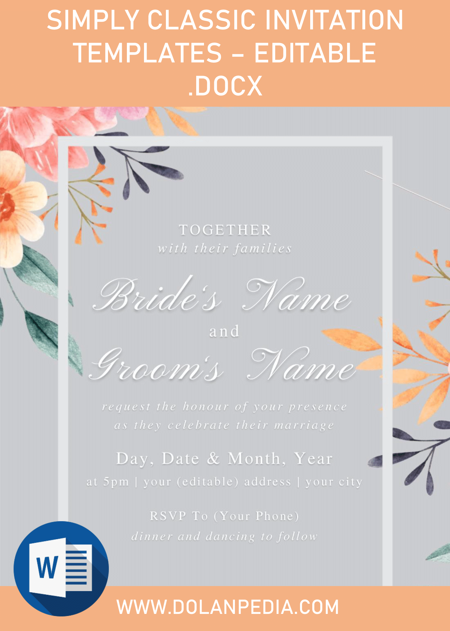 Simply Classic Invitation Templates &#8211; Editable .Docx