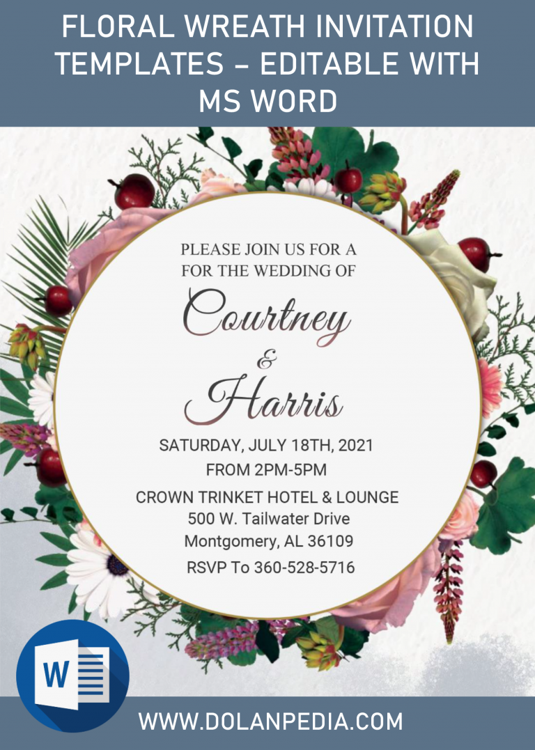 Floral Wreath Invitation Templates – Editable With MS Word