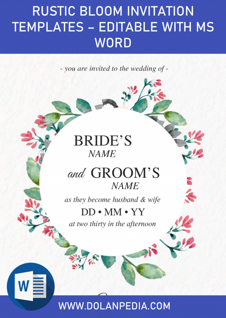 Rustic Bloom Invitation Templates – Editable With MS Word