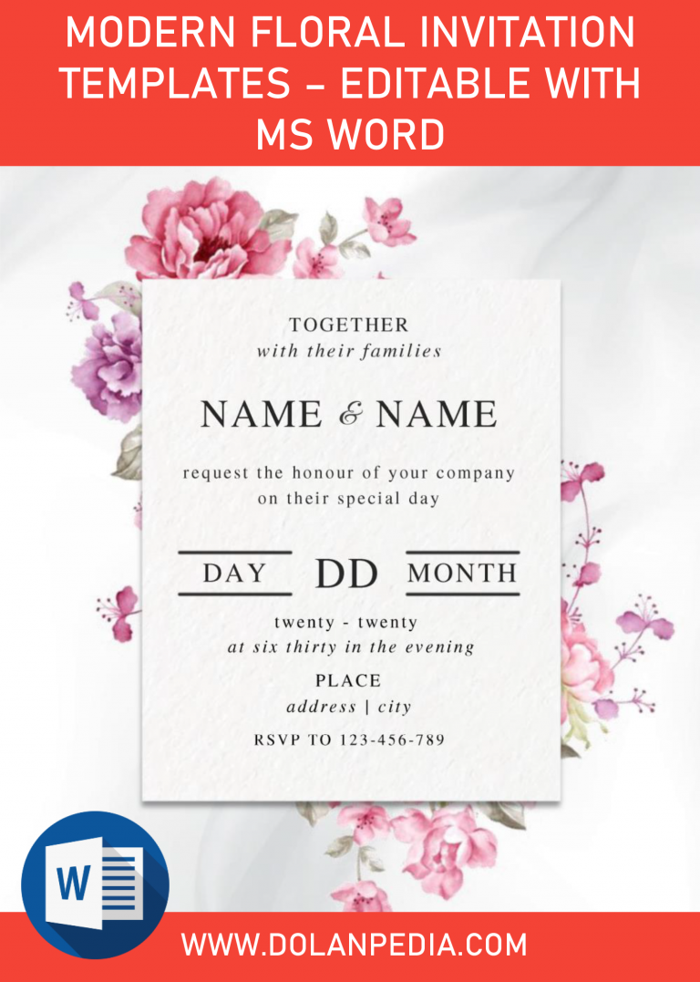 Modern Floral Invitation Templates – Editable With MS Word