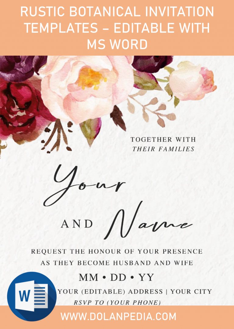 Rustic Botanical Invitation Templates – Editable With MS Word