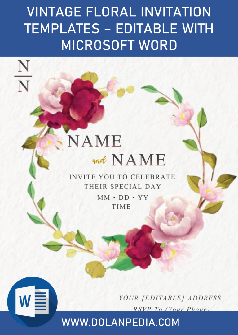 Vintage Floral Invitation Templates – Editable With Microsoft Word