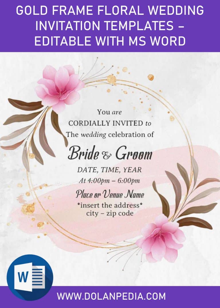 Gold Frame Floral Invitation Templates – Editable With MS Word