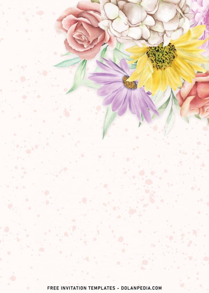 7+ Beautiful Rustic Watercolor Flowers Birthday Invitation Templates with watercolor background