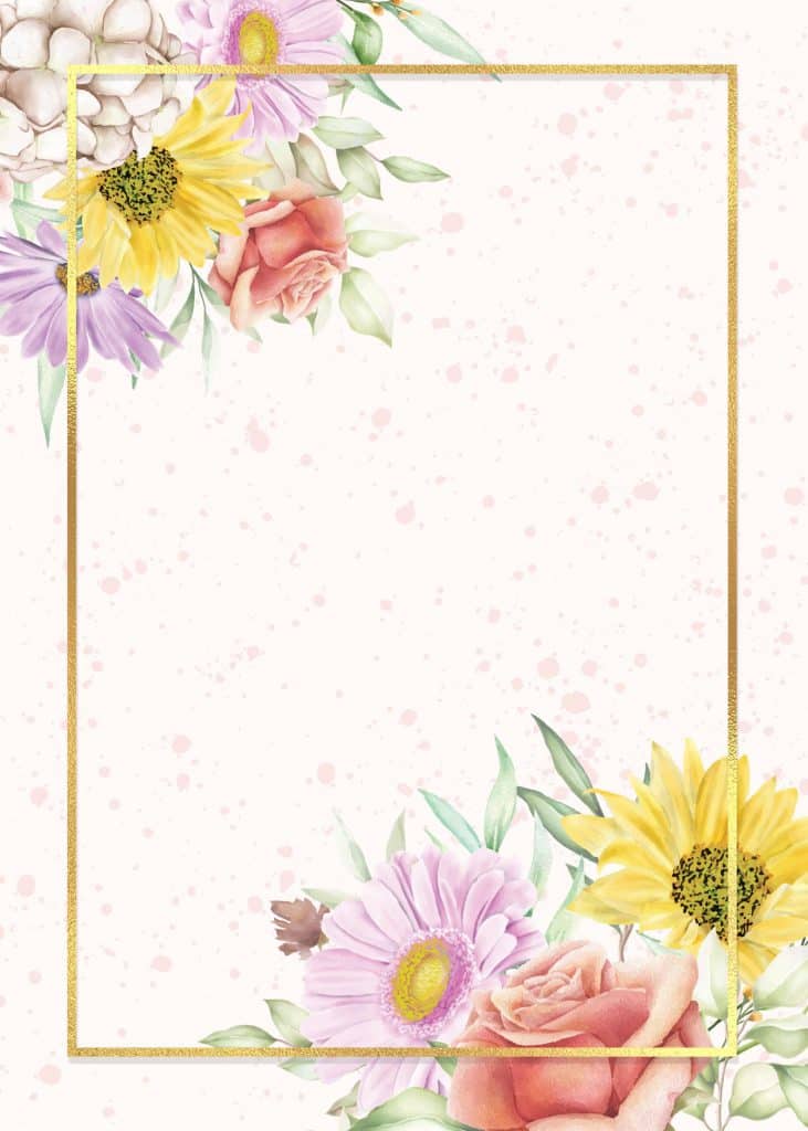 7+ Beautiful Rustic Watercolor Flowers Birthday Invitation Templates with stunning gold frame