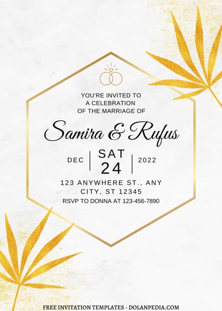FREE EDITABLE - 9+ Romantic Gold Leaf Canva Wedding Invitation Templates a