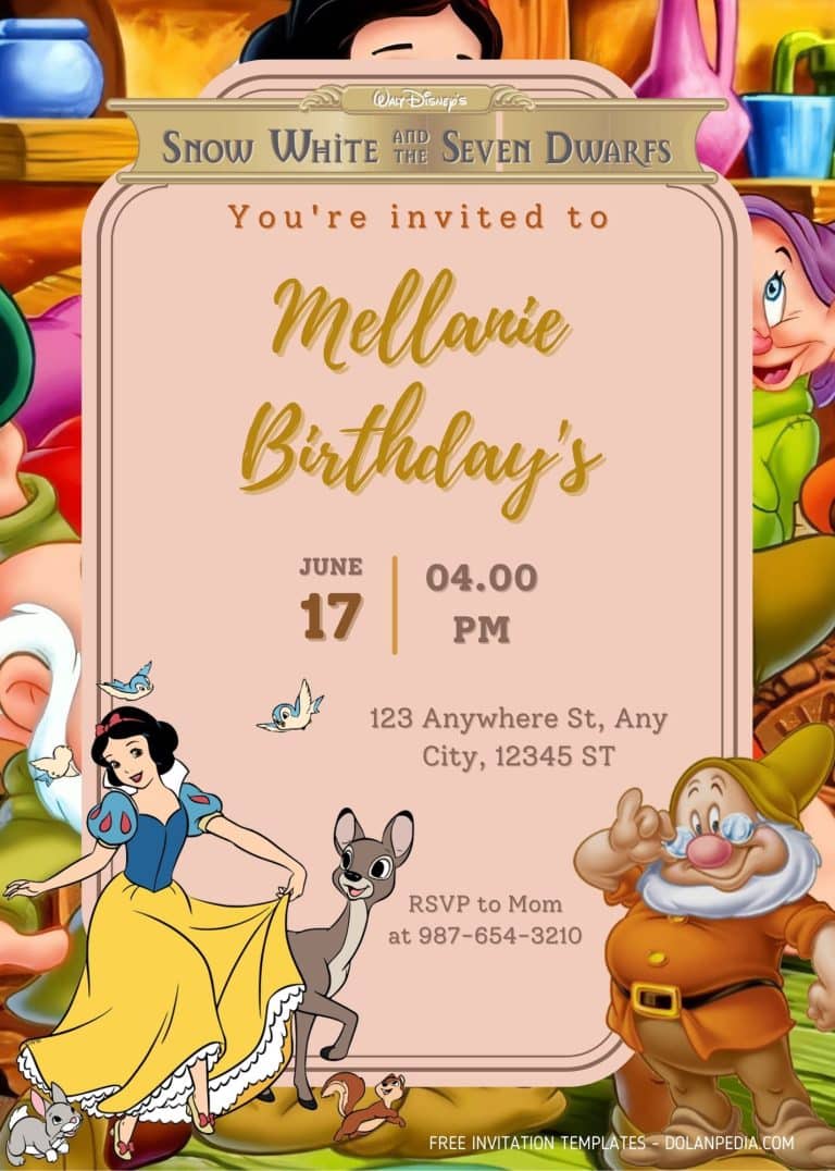 FREE Snow White Princess Tea Party Invitation Templates