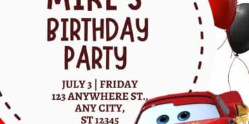 FREE Disney Cars Birthday Invitation Templates