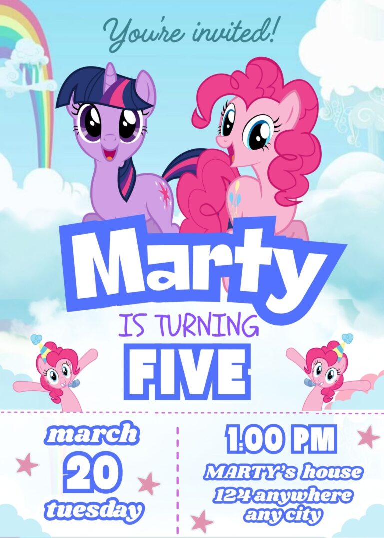 ( FREE Editable Canva ) My Little Pony Birthday Invitation Templates