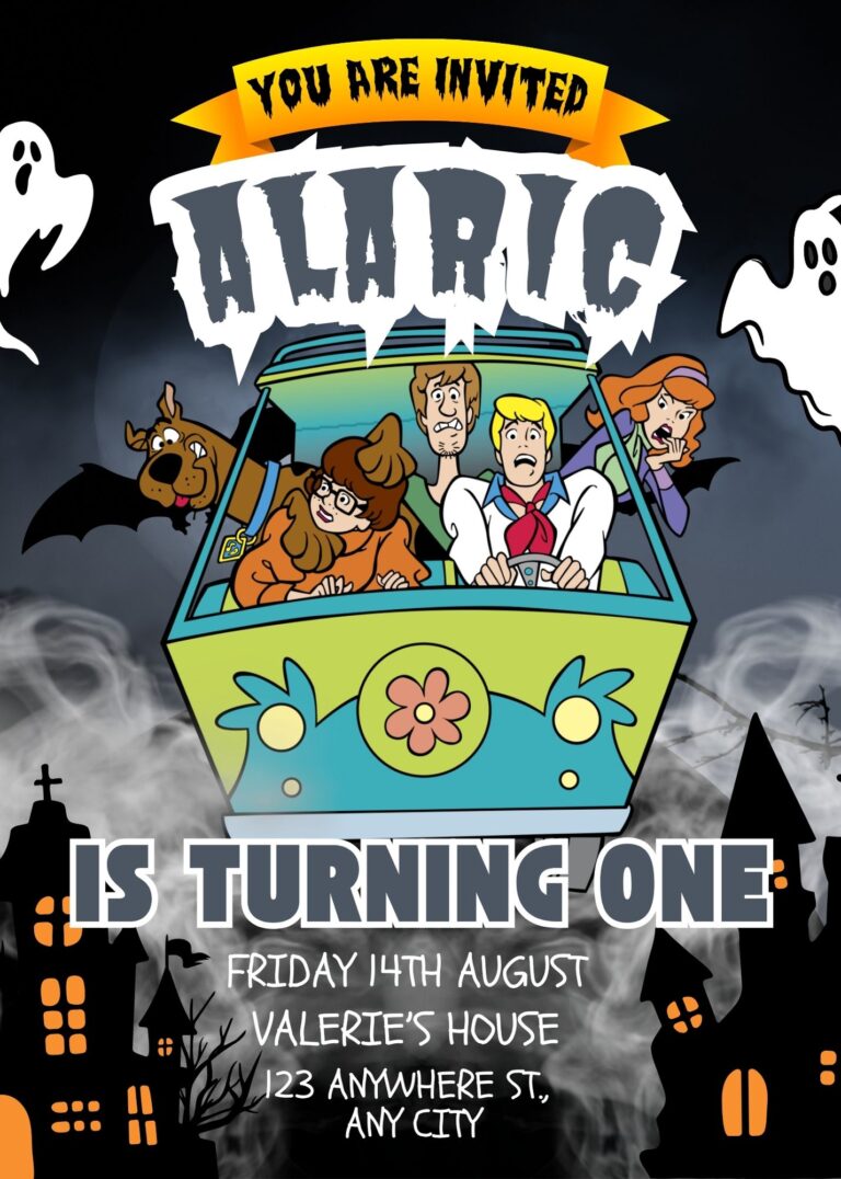 ( FREE Editable Canva ) Scooby-Doo Birthday Invitation Templates