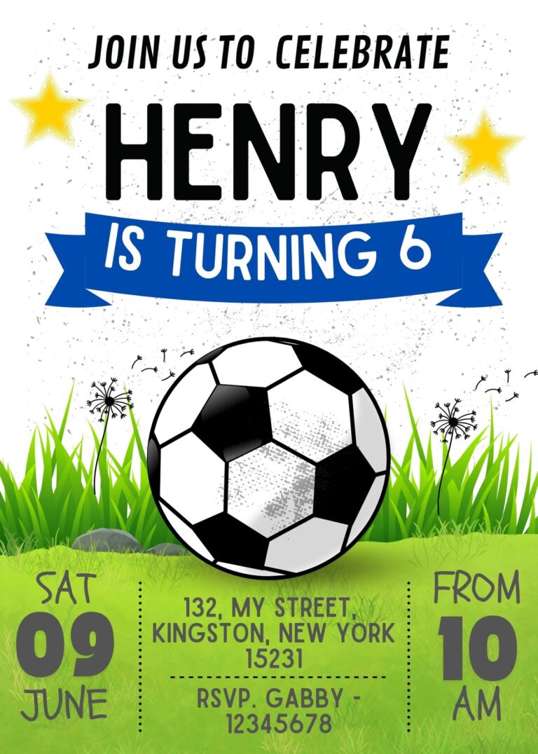 ( FREE Editable Canva ) Soccer Party Birthday Invitation Templates