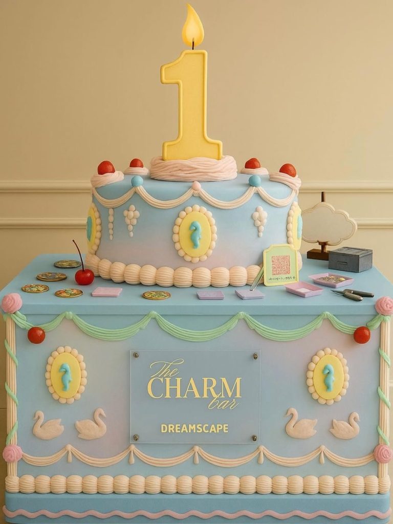 Fully decorated Charm Bar Birthday Cake