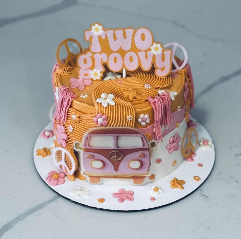 Retro Groovy Birthday Cake