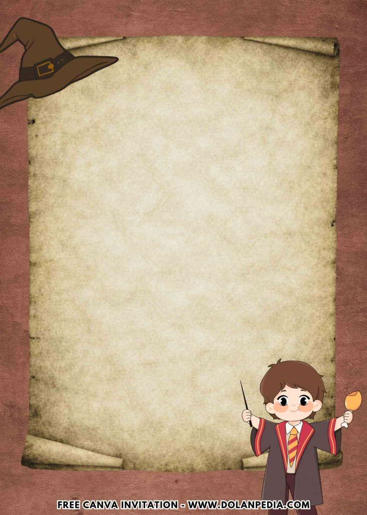 Free and Editable Lovely Cute Harry Potter Wizard Party Invitation Templates Made in Canva. Customize Online for free