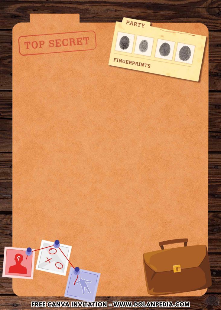 Free and Editable Cute Little Spy Agent Detective Invitation Templates Made in Canva. Customize Online for free