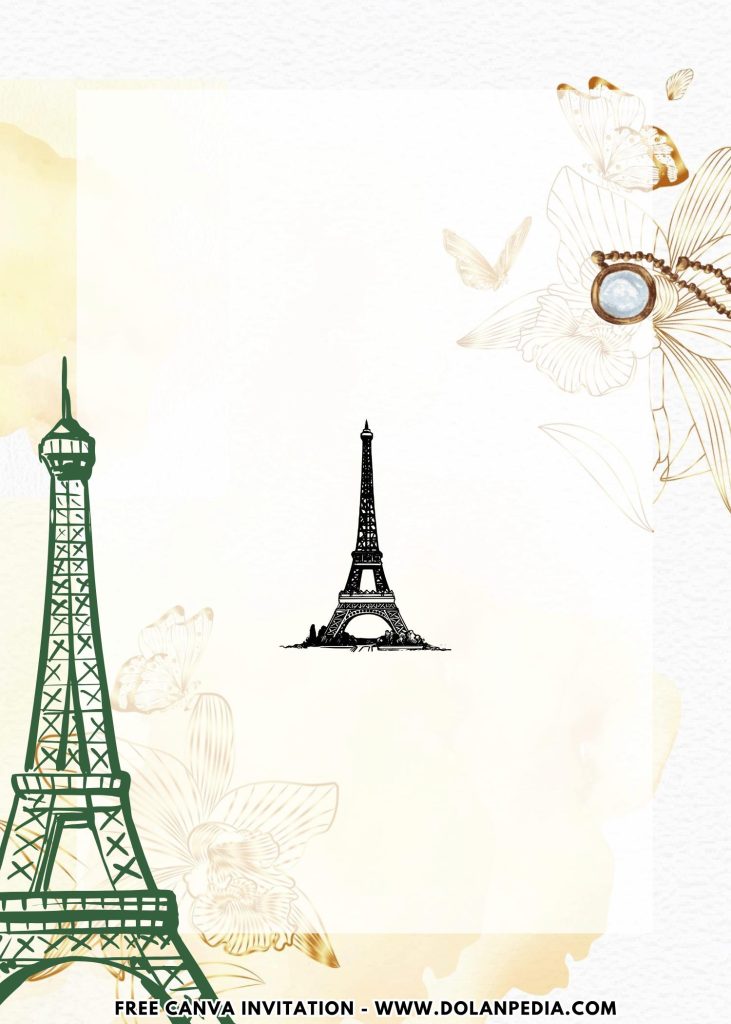 Free and Editable Vintage Paris Party Invitation Templates Made in Canva. Customize Online for free