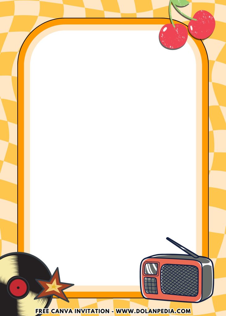 Free and Editable Vintage Groovy 70s Style Party Invitation Templates Made in Canva. Customize Online for free