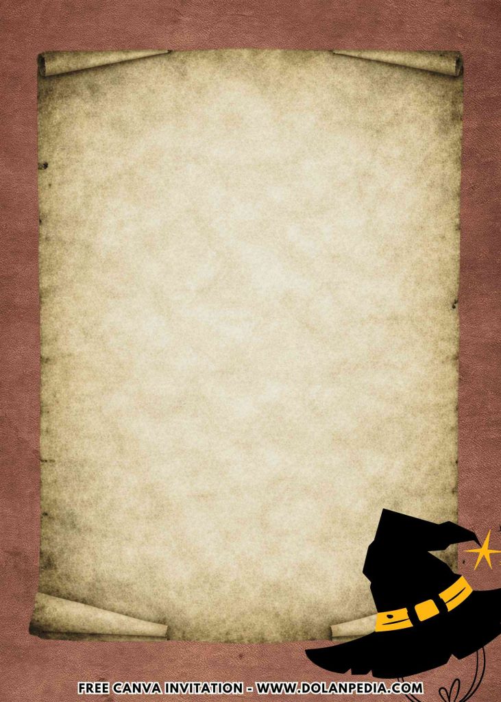 Free and Editable Wizard Witch Hat Party Invitation Templates Made in Canva. Customize Online for free