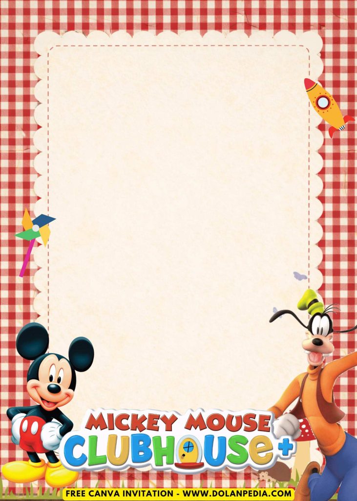Free and Editable Lovely Disney Mickey And Goofy Invitation Templates Made in Canva. Customize Online for free