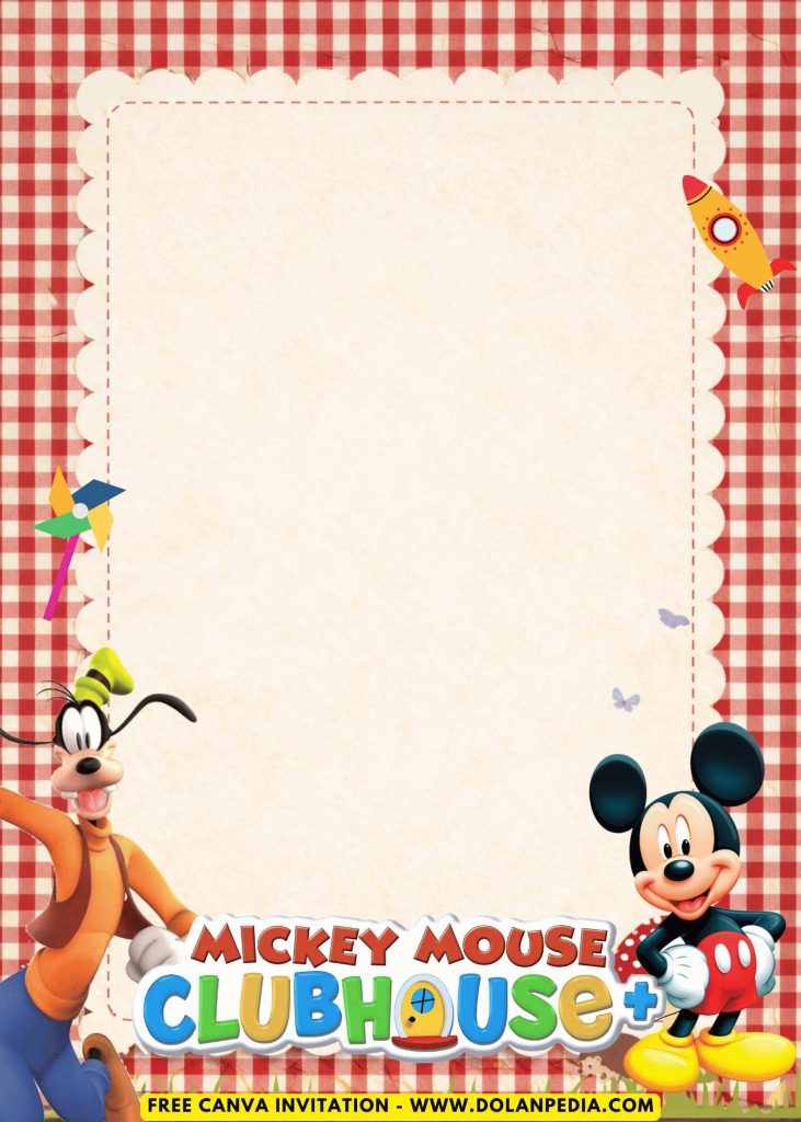 Free and Editable Adorable Mickey And Goofy Invitation Templates Made in Canva. Customize Online for free