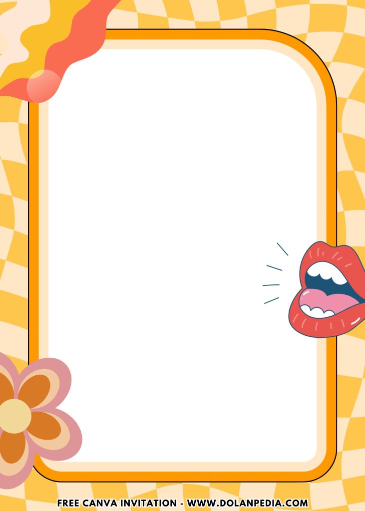 Free and Editable Lovely Cute Groovy 70s Style Party Invitation Templates Made in Canva. Customize Online for free