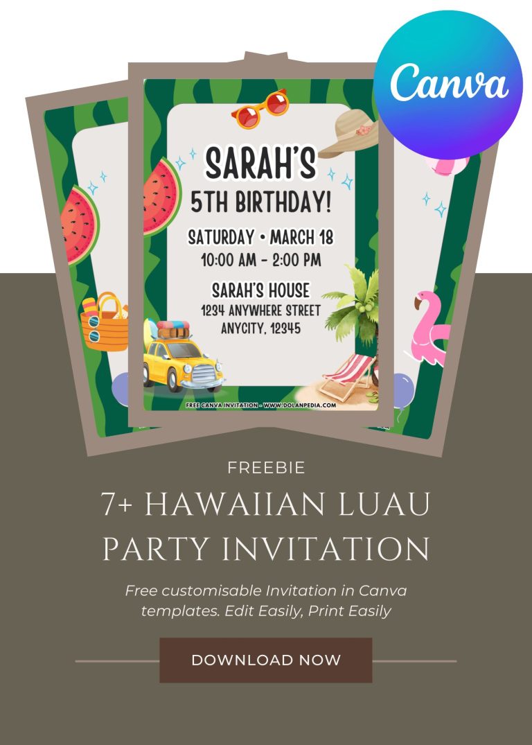 Free and Editable Cutest Hawaiian Luau Invitation Templates Made in Canva. Customize Online for free2