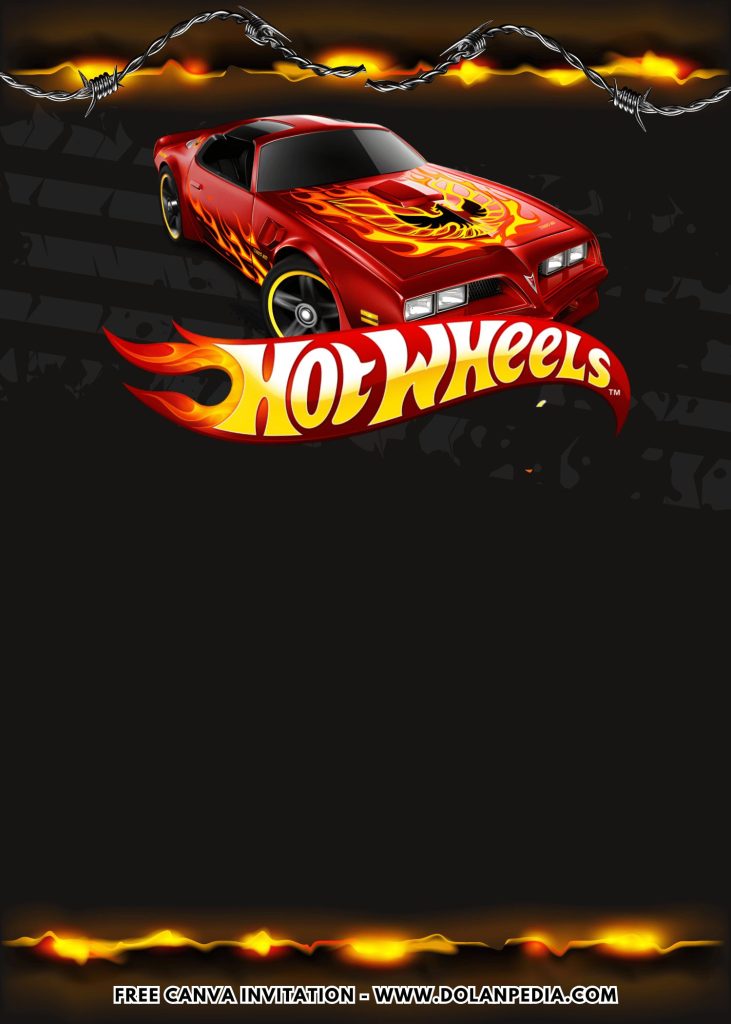 Free and Editable Tribal Flame Hot Wheels Birthday Invitation Templates Made in Canva. Customize Online for free