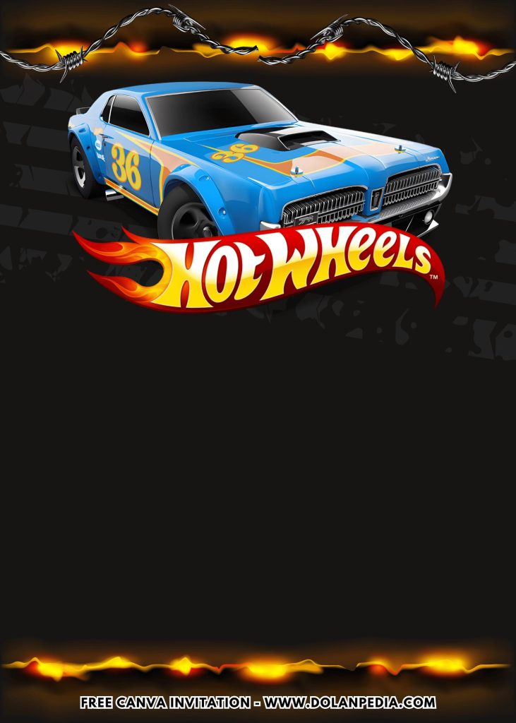 Free and Editable Classic Hot Wheels Birthday Invitation Templates Made in Canva. Customize Online for free