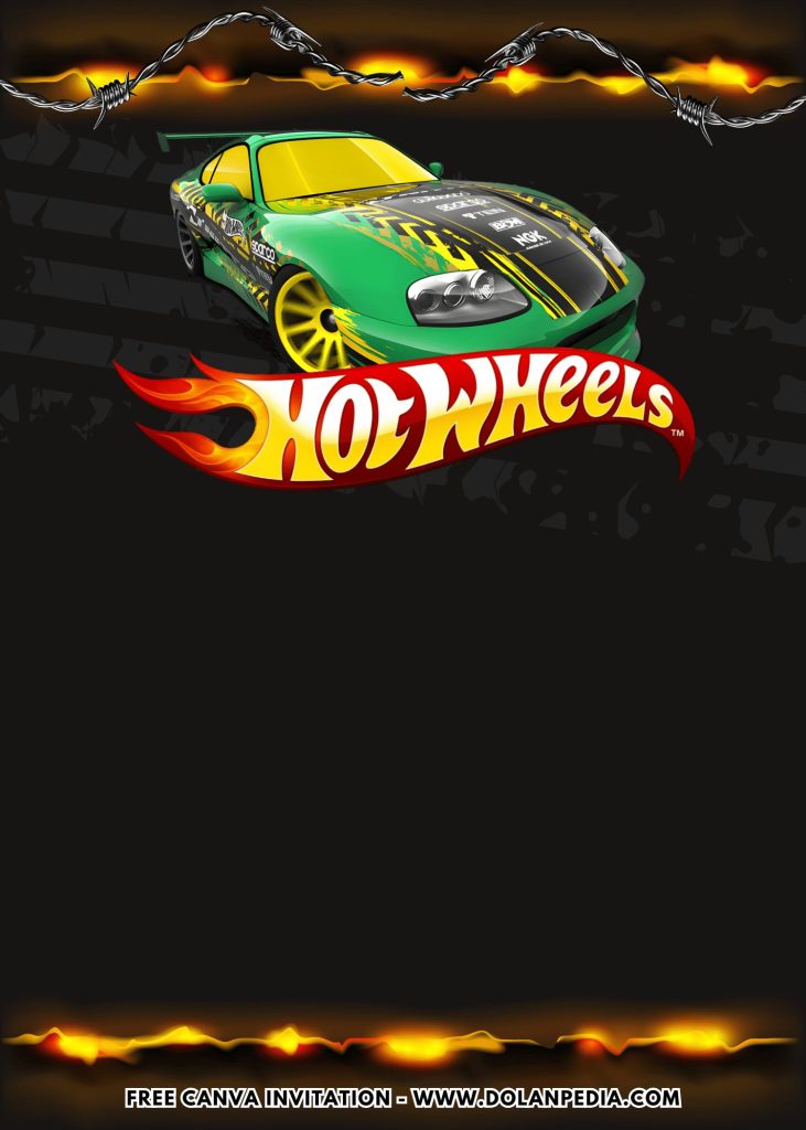 Free and Editable JDM Tokyo Drift Hot Wheels Birthday Invitation Templates Made in Canva. Customize Online for free