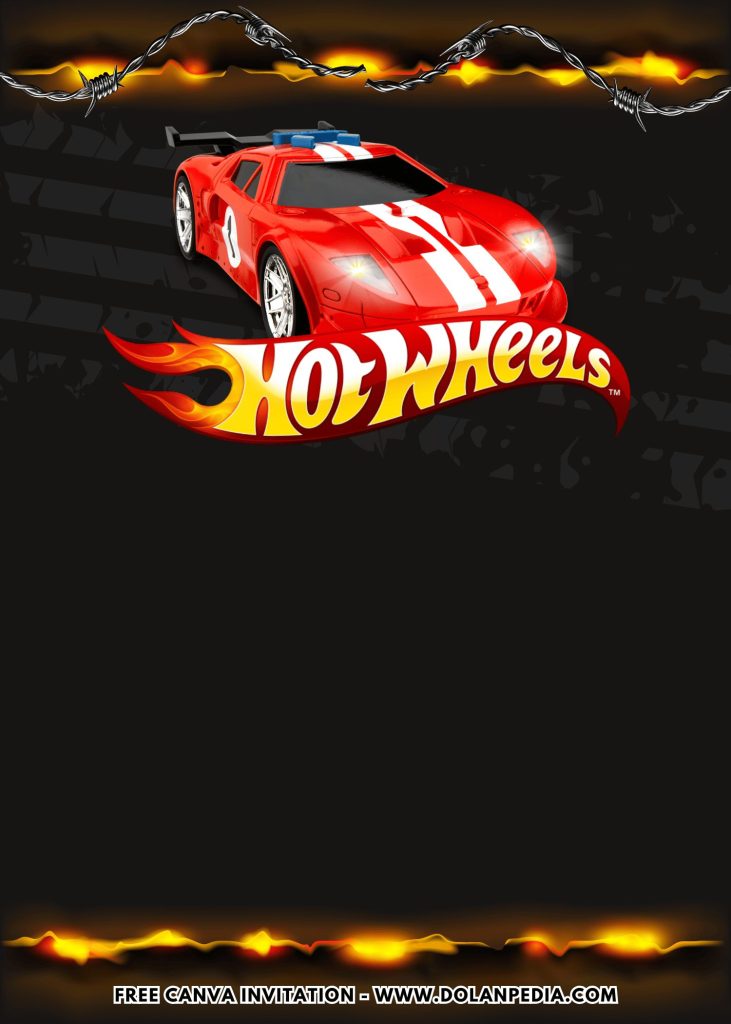 Free and Editable Red Ford GT Hot Wheels Birthday Invitation Templates Made in Canva. Customize Online for free