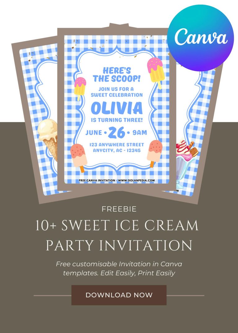 Free and Editable Adorable Ice Cream Parlor Invitation Templates Made in Canva. Customize Online for free