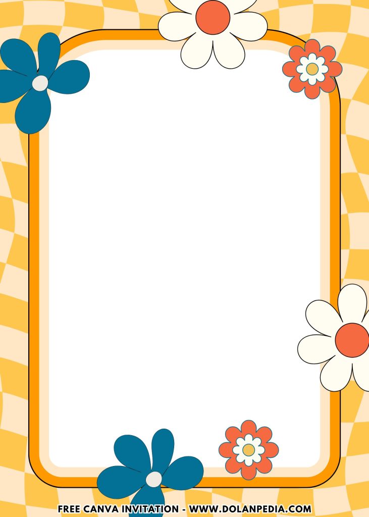 Free and Editable Fun Groovy 70s Style Party Invitation Templates Made in Canva. Customize Online for free