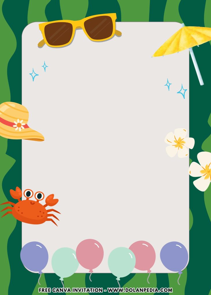 Free and Editable Hawaiian Luau Kids Party Invitation Templates Made in Canva. Customize Online for free2