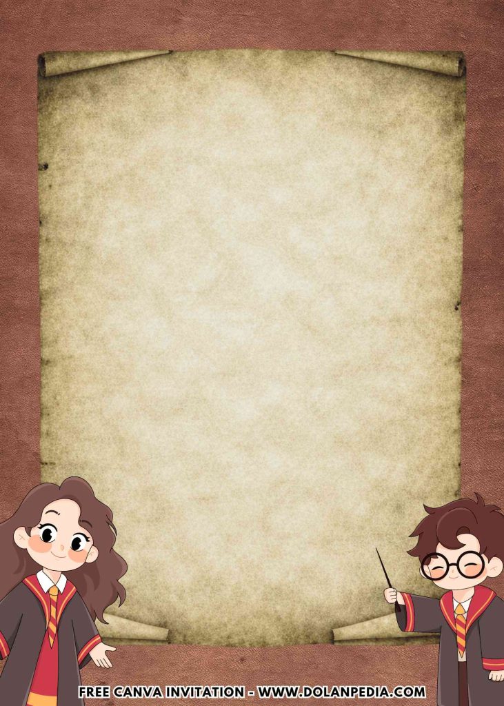 Free and Editable Cartoon Harry Potter Wizard Party Invitation Templates Made in Canva. Customize Online for free