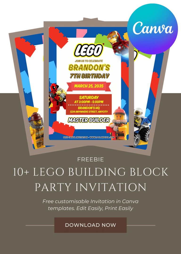 Free and Editable Awesome Lego Invitation Templates Made in Canva. Customize Online for free