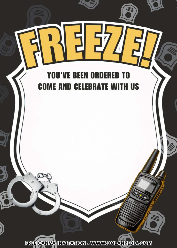 Free and Editable Awesome Police Birthday Invitation Templates Made in Canva. Customize Online for free