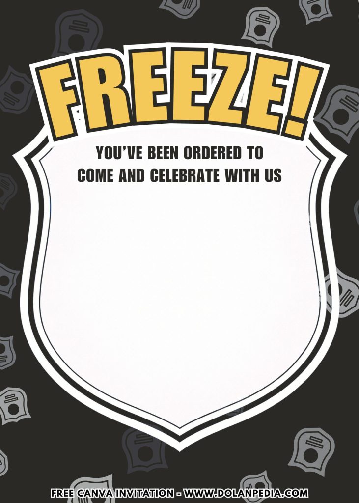 Free and Editable Police Badge Birthday Invitation Templates Made in Canva. Customize Online for free