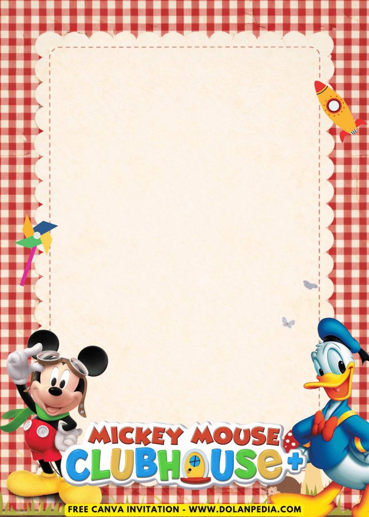 Free and Editable Cute Mickey And Friends Invitation Templates Made in Canva. Customize Online for free