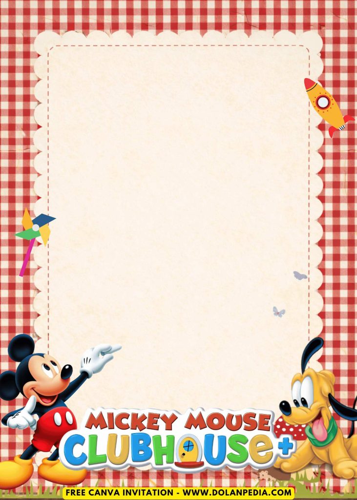 Free and Editable Fun Mickey And Friends Invitation Templates Made in Canva. Customize Online for free