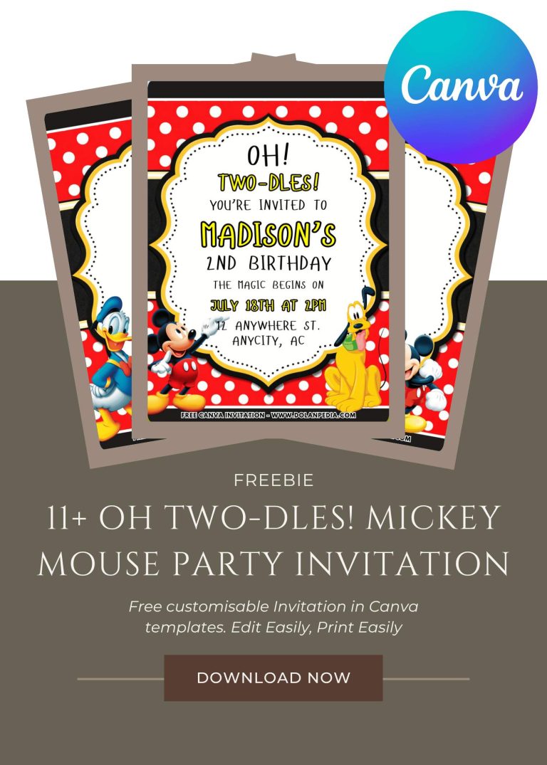 Free and Editable Oh Twodles Invitation Templates Made in Canva. Customize Online for free
