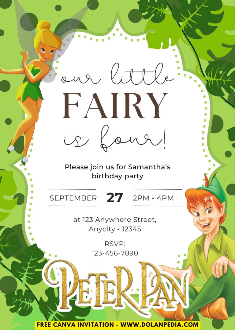 Free and Editable Fairy Peter Pan Invitation Templates Made in Canva. Customize Online for free