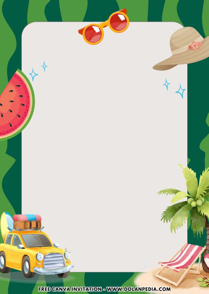 Free and Editable Watermelon Slice Hawaiian Luau Kids Party Invitation Templates Made in Canva. Customize Online for free2