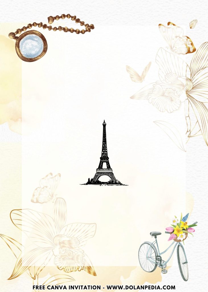 Free and Editable Chic Vintage Paris Party Invitation Templates Made in Canva. Customize Online for free