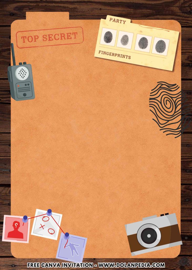 Free and Editable Creative Spy Agent Detective Invitation Templates Made in Canva. Customize Online for free