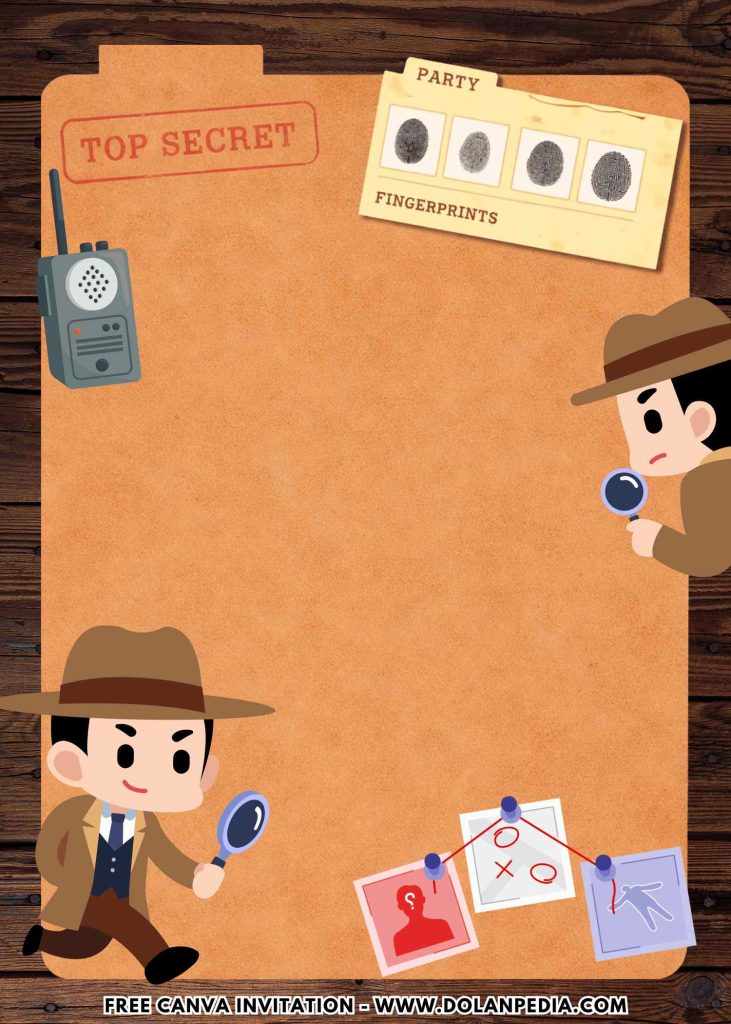 Free and Editable Fun Spy Agent Detective Invitation Templates Made in Canva. Customize Online for free