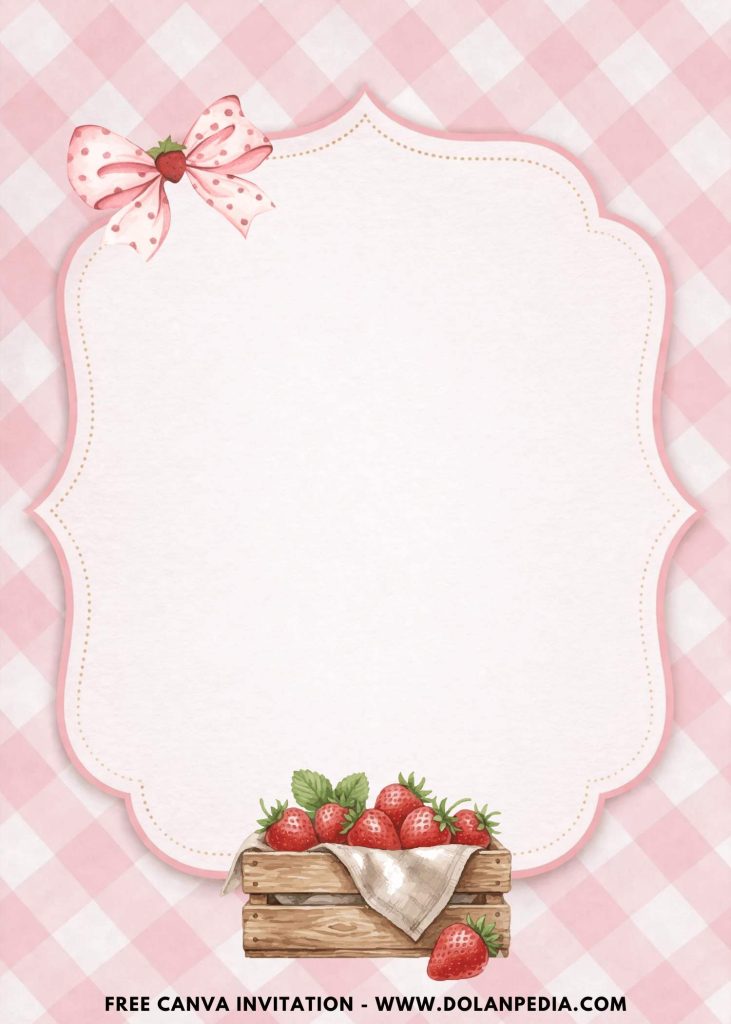 Free and Editable Strawberry in the Crate Birthday Invitation Templates Made in Canva. Customize Online for free